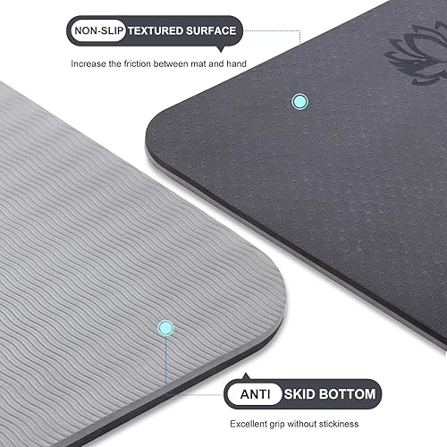 Miniatura 9 de Esterilla de yoga UMINEUX extra gruesa de 14 de pulgada y de 13 de pulgada antideslizante para mujeres con marcas de alineación, ecológica, de