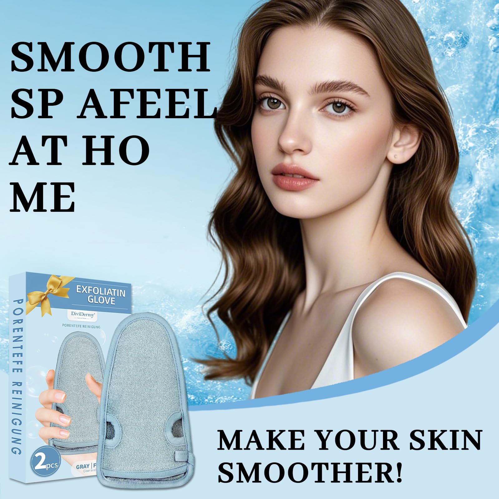 2 Pièces Gant Exfoliant Corps, Gant Gommage Corps, Élimine Les Cellules Mortes, Mitaines Massage pour Douche pour Femme et Homme, Nettoie et Purifie La Peau, avec cordon de suspension, Gris