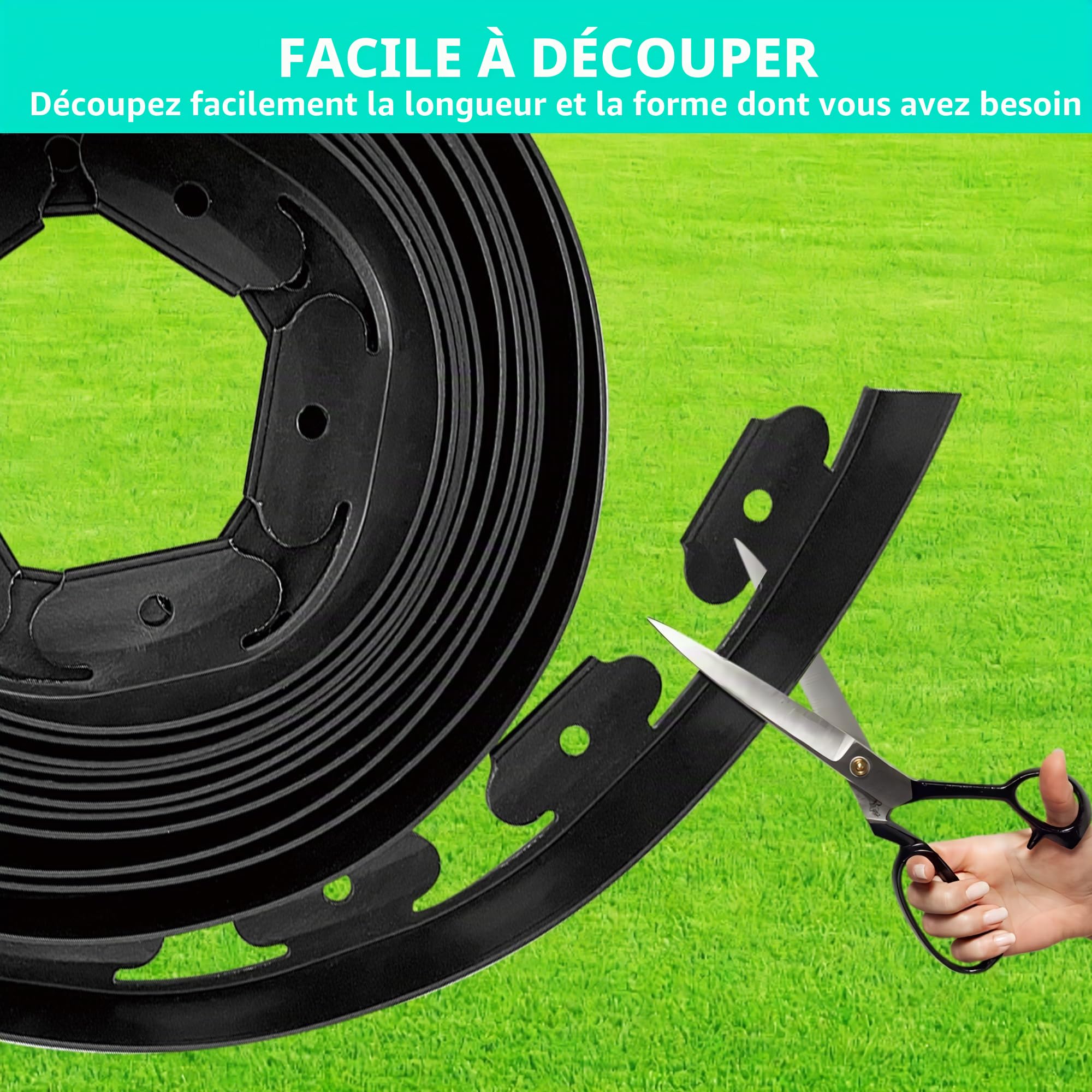 Bordure de Jardin Flexible, Bordure Jardin Exterieur Hauteur 10cm, Bordure de Jardin en Plastique 10 mètres avec 30 Piquets d'ancrage, Garden Edging, Bordure de Tonte (10M (Longueur) x 10CM (Haut))