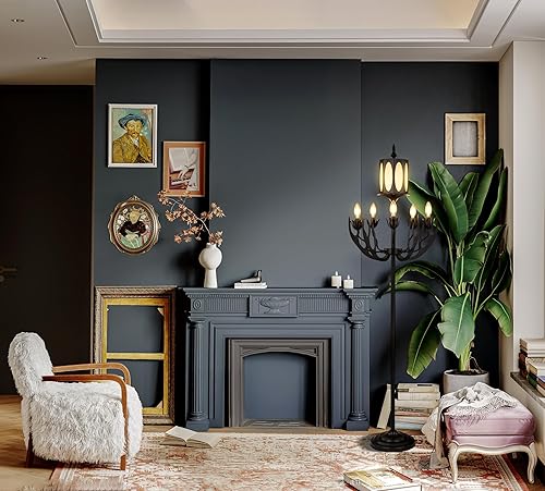 Miniatura 4 de Wellmet Lámpara de pie negra vintage, lámpara de pie moderna de granja de 5 luces, para sala de estar, entrada, pasillo, dormitorio, sala de lectura