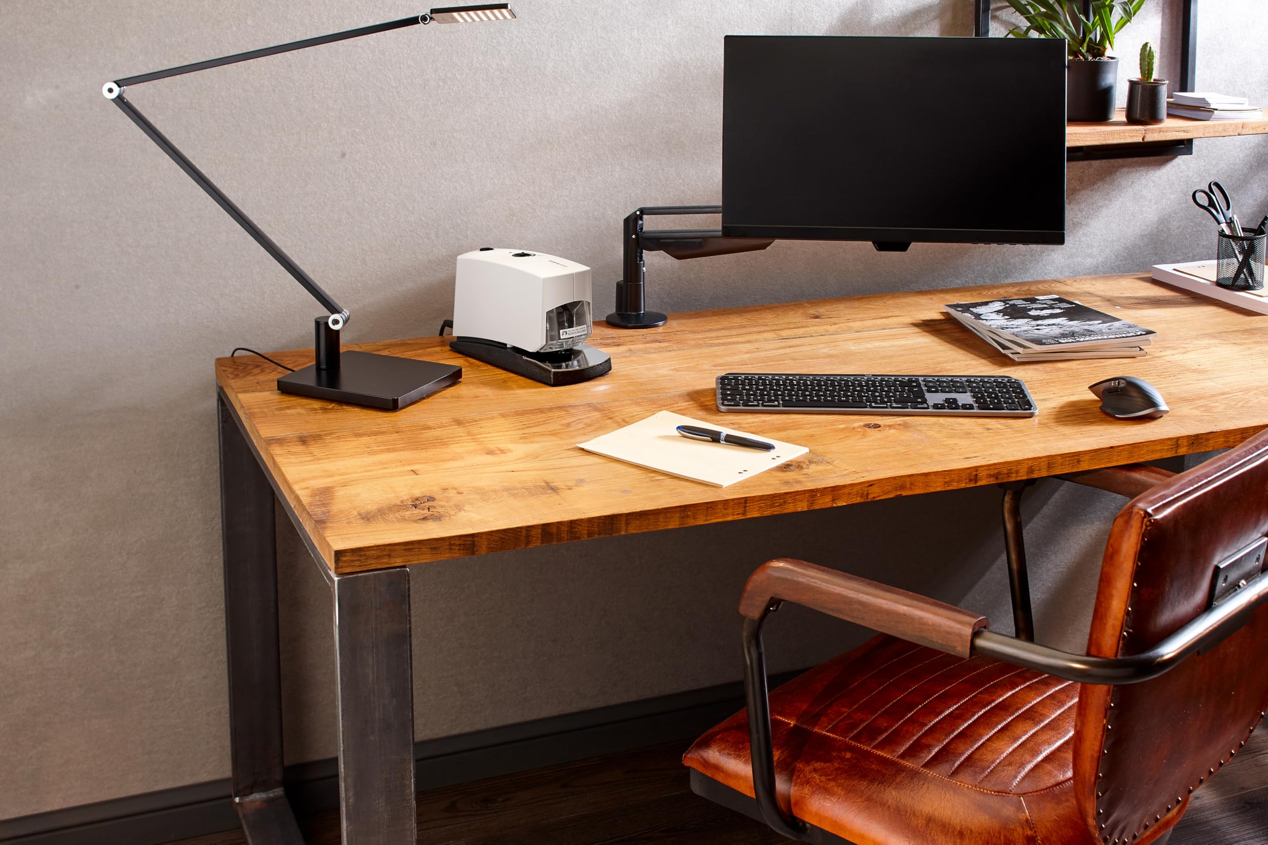 Novus B100EL Agrafeuse électrique de bureau en métal et plastique (Gris) (Import Allemagne) | Profondeur de gorge 5–50 mm, force réglable, chargement par bouton-poussoir, 210 agrafes incluses