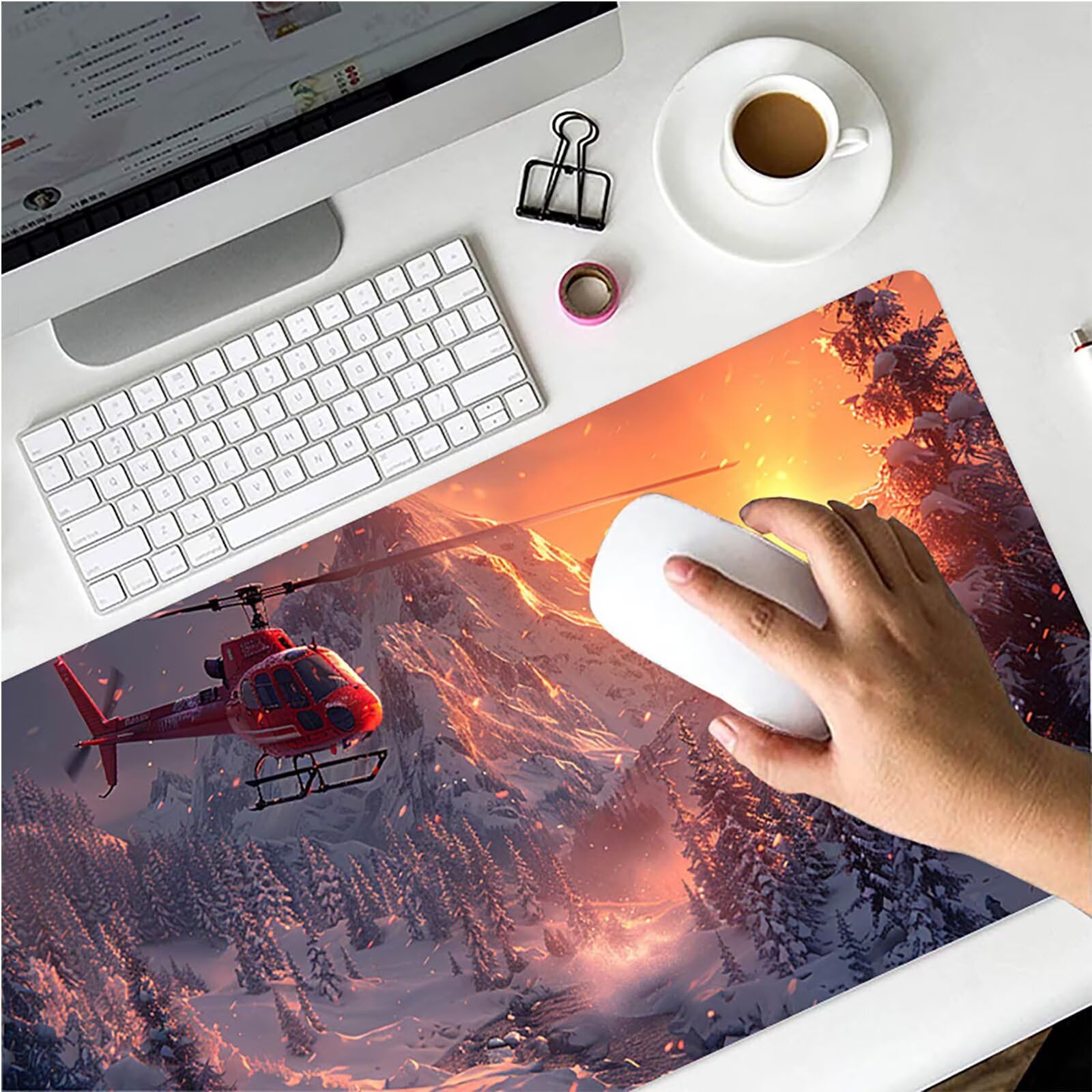 Tappetino Mouse XXL 1200x600x3mm, Tappetino Mouse Gaming Arancione, Grande Mouse Pad con Bordi Cuciti, Mousepad con Base in Gomma Antiscivolo, Gaming Accessori Scrivania, Regalo Donna, Aereo 3-4457