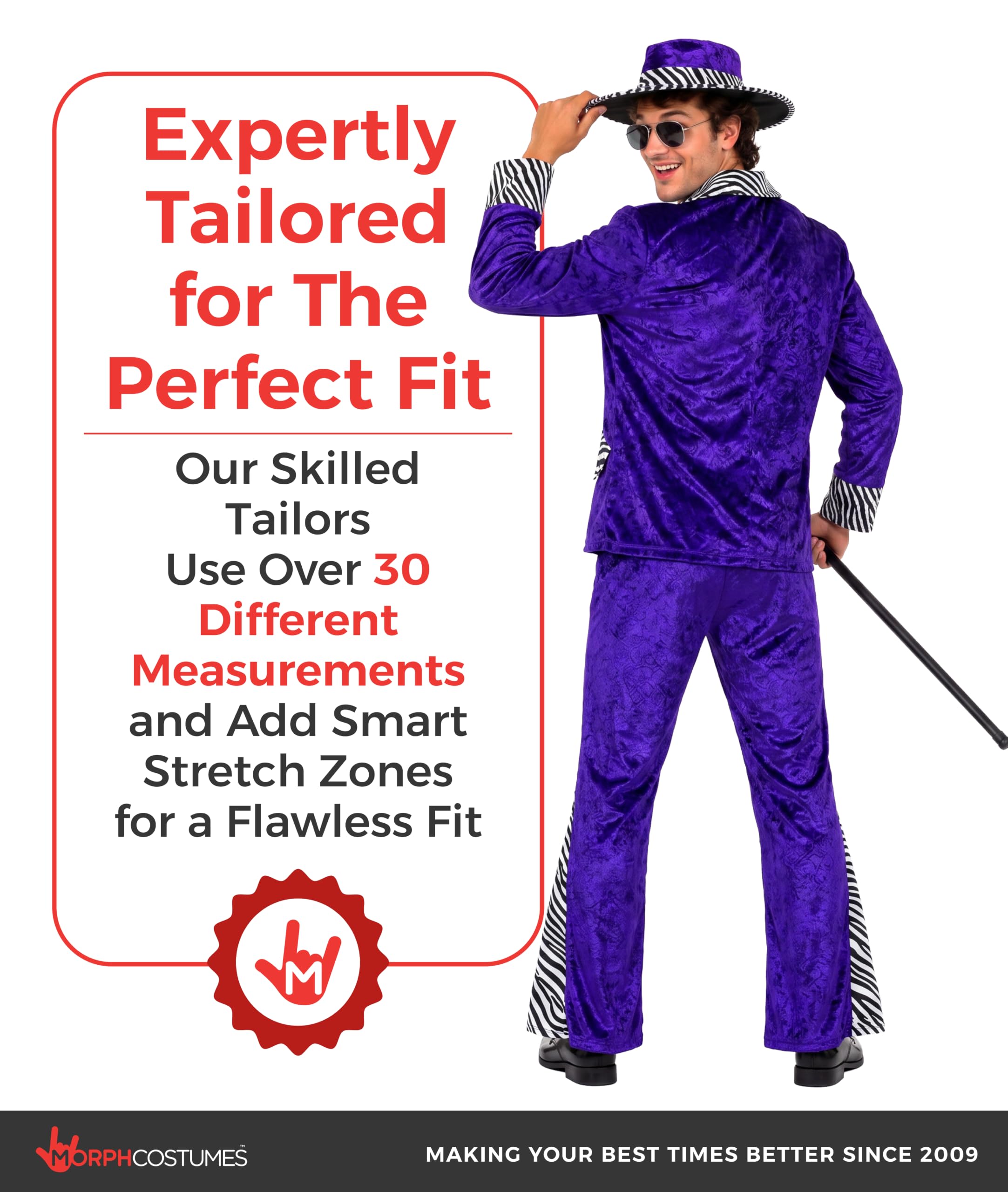 Morph Deguisement Disco Homme, Costume Annees 80 Halloween Homme