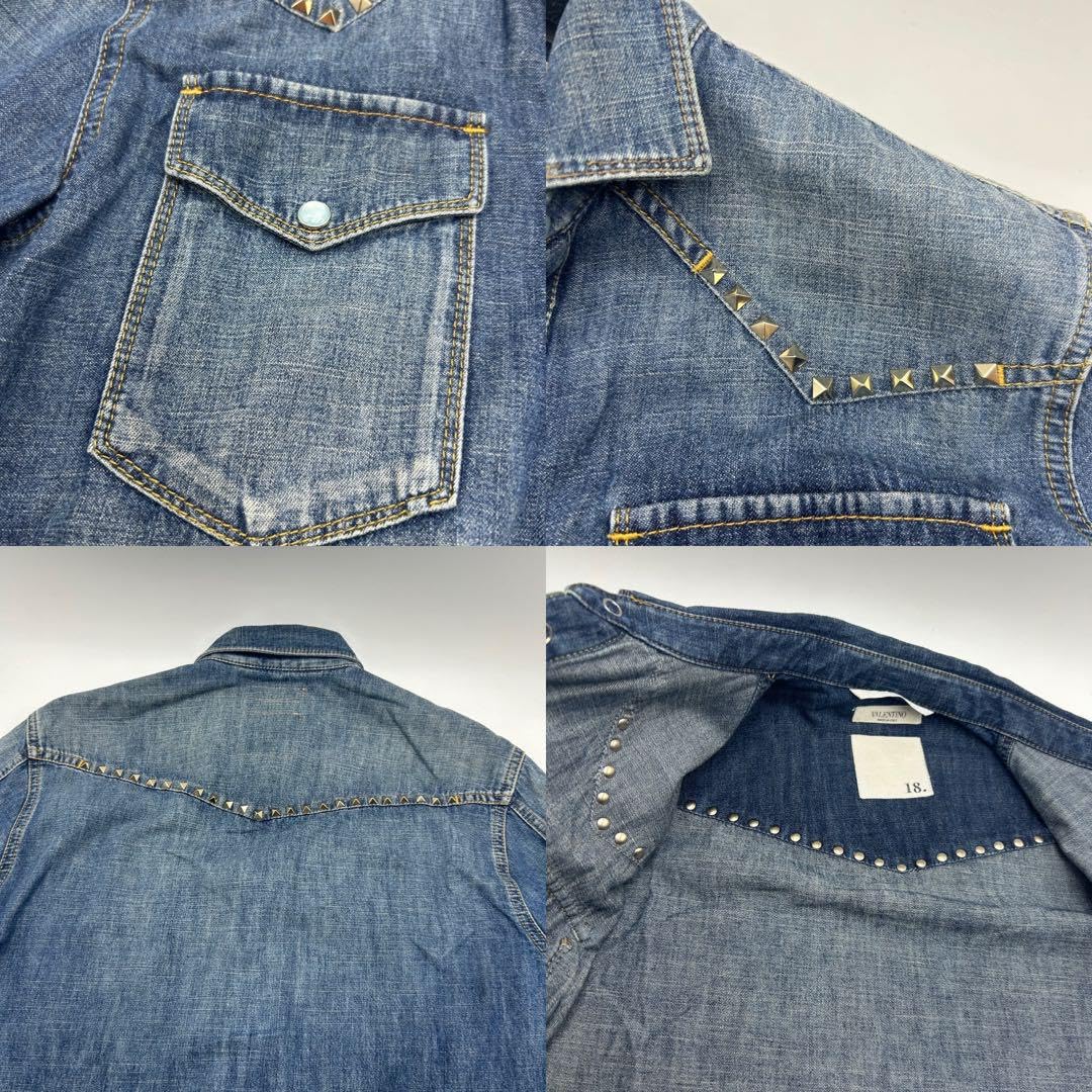 Amazon.co.jp: VALENTINO スタッズ デニムシャツ 44 アウター ブルー 