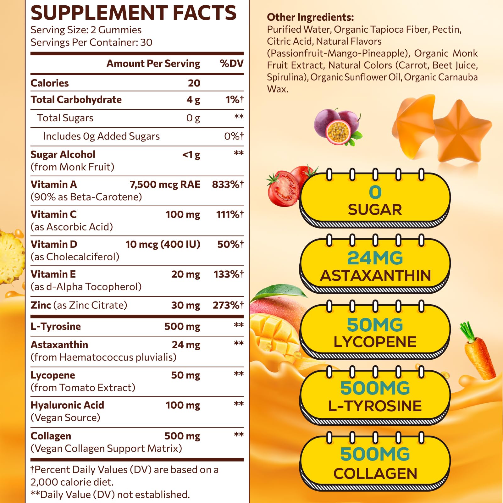 Tanning Gummies with Astaxanthin – Golden Glow & Skin Radiance – 60 Count — Amazon image 5