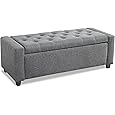 Signature Design by Ashley Cortwell Ottoman Tufted Entryway Storage Bench, Charcoal Gray