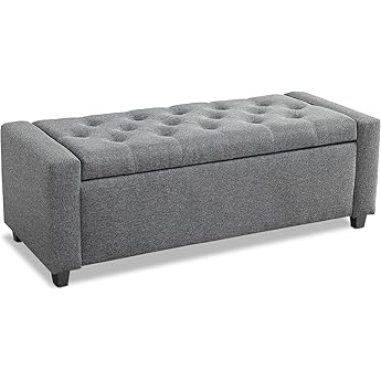 Signature Design by Ashley Cortwell Ottoman Tufted Entryway Storage Bench, Charcoal Gray