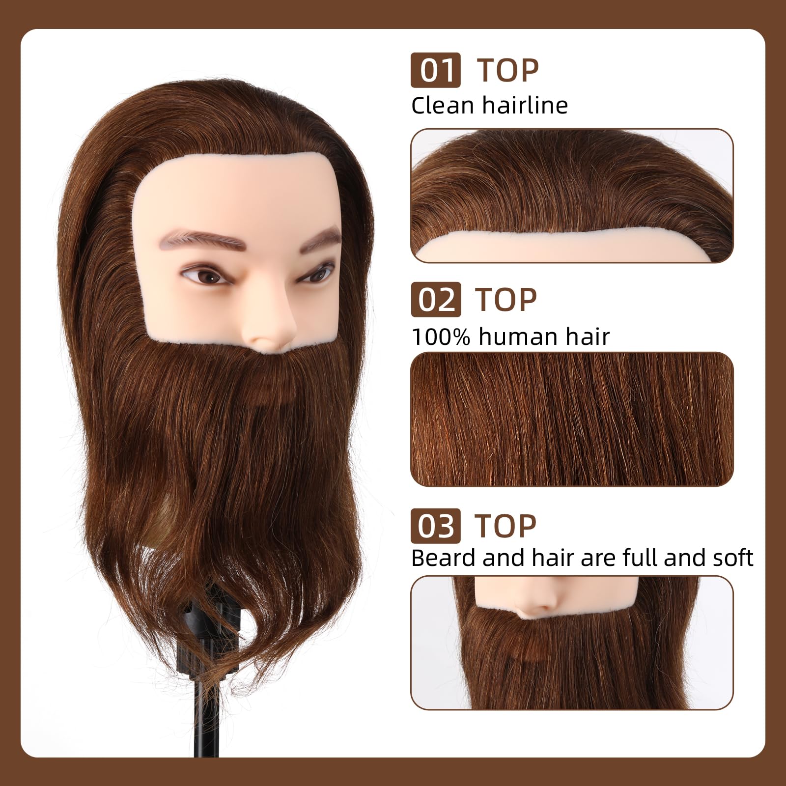 Barber Mannequin Head Male with 100% Human Hair - Image 3