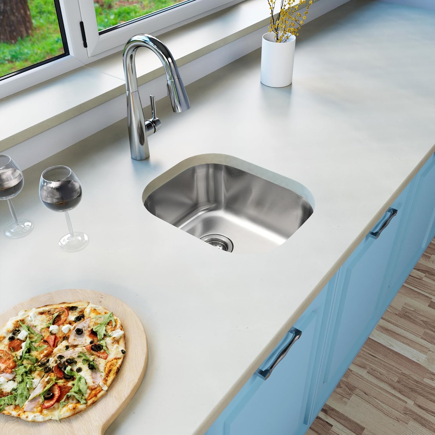 Bar Sink, 14" x 18" Undermount Kitchen Sink, T-304S Stainless Steel RV Kitchen Sinks, Small Kitchen Sinks With Sink Drain Strainer, Use at RV, Bar,Outdoor, Laundry and Utility,Bathroom