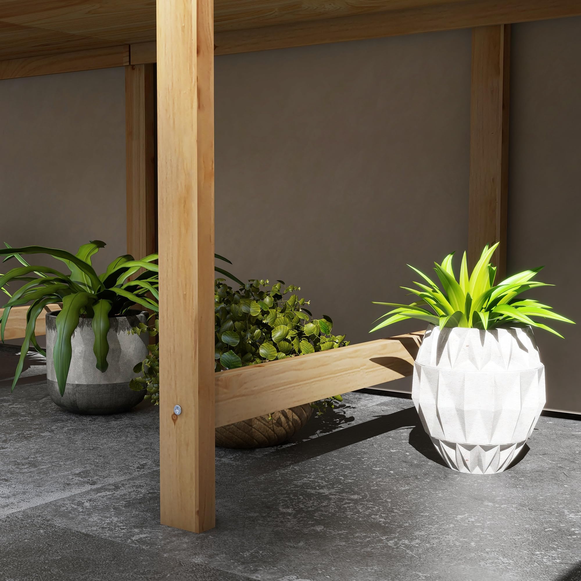 Outsunny Jardinière sur Pieds Inserts d'Irrigation 225x55x80cm Bois Naturel | Carré Potager de Jardin, Feutre de Drainage, Potager Surélevé en Bois, pour Fleurs, Herbes, Légumes