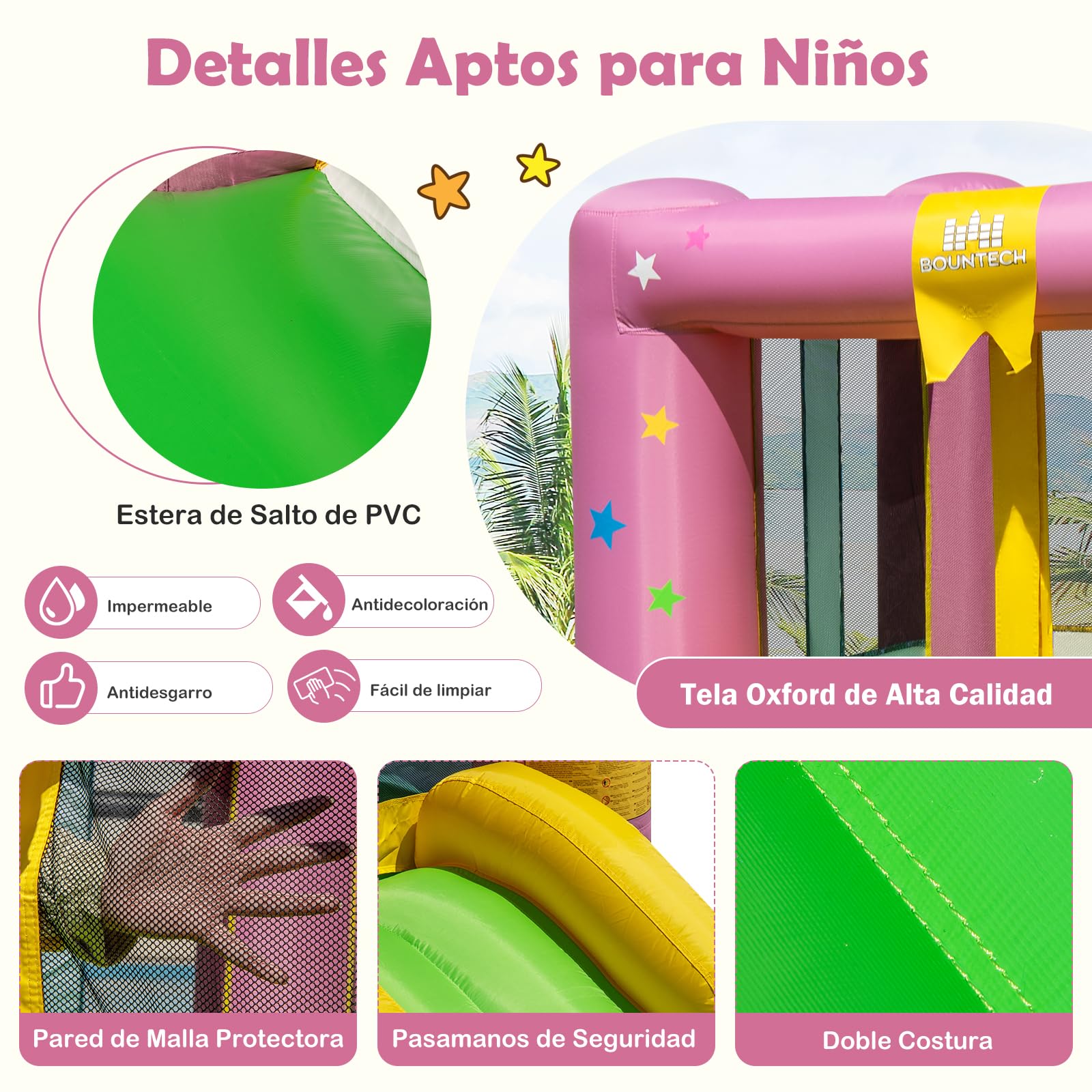 GOPLUS Castillo Inflable con Tobogán y Canasta de Baloncesto