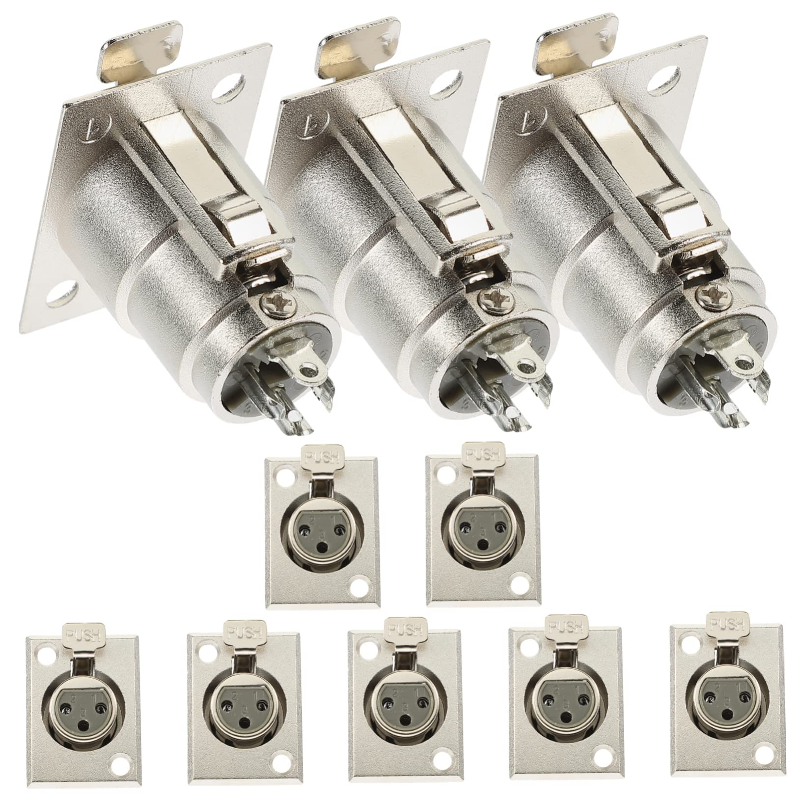 Homoyoyo 10pcs Pin Xlr Female Panel Mount Metal Chassis Microphone Jack for Recording Mic Cable Accessory