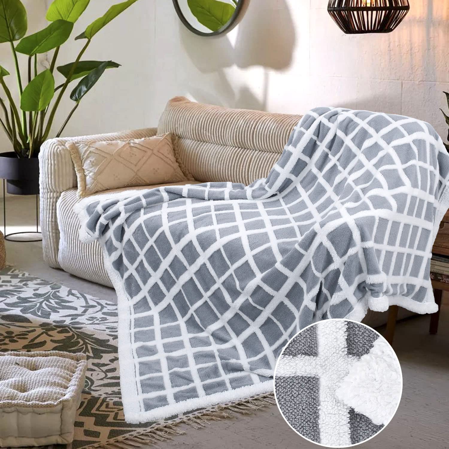 Plaid Blanket Lands End Sherpa Throw Discount Fleece Tartan