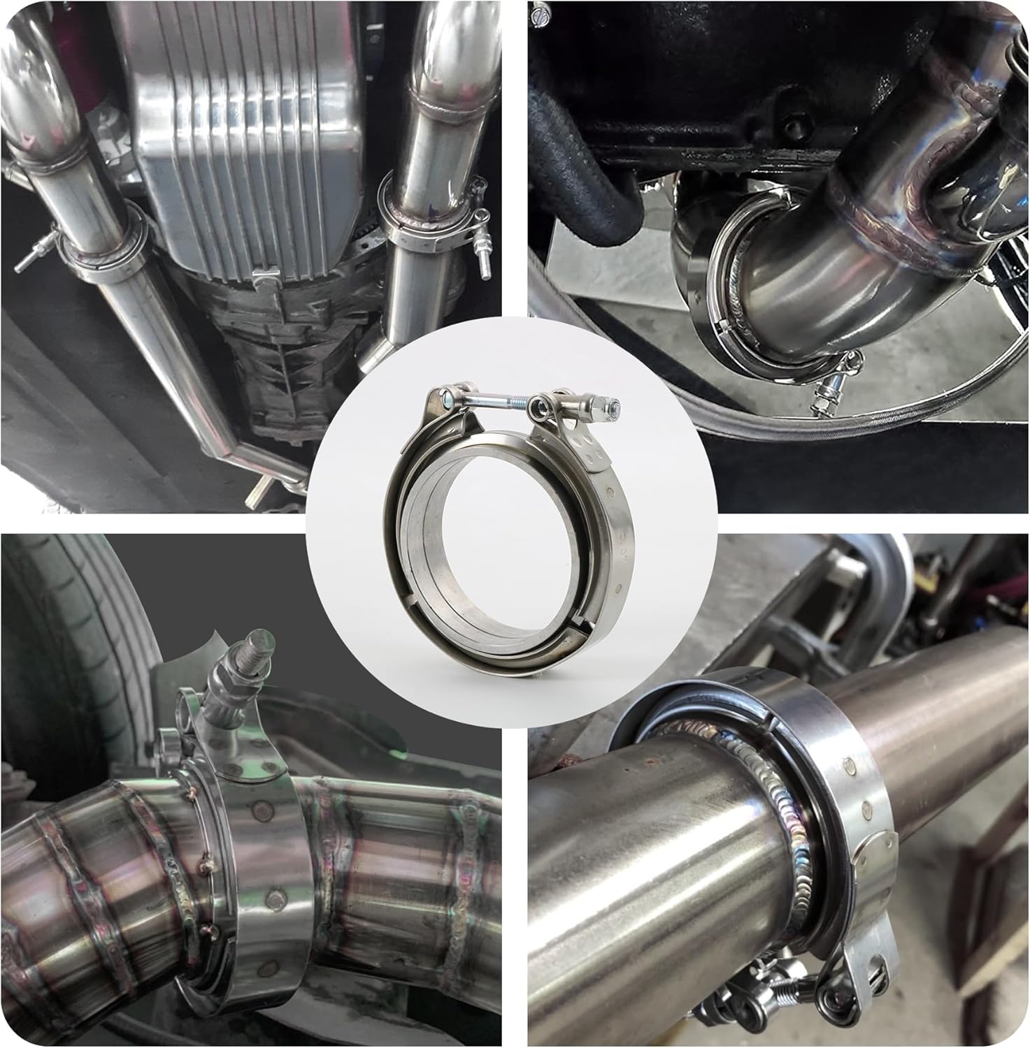 3.5" V Band Clamp with Flange Stainless Steel Male Female Replacement For Turbo Exhaust Downpipes 3.5 Inch V-Band Clamp