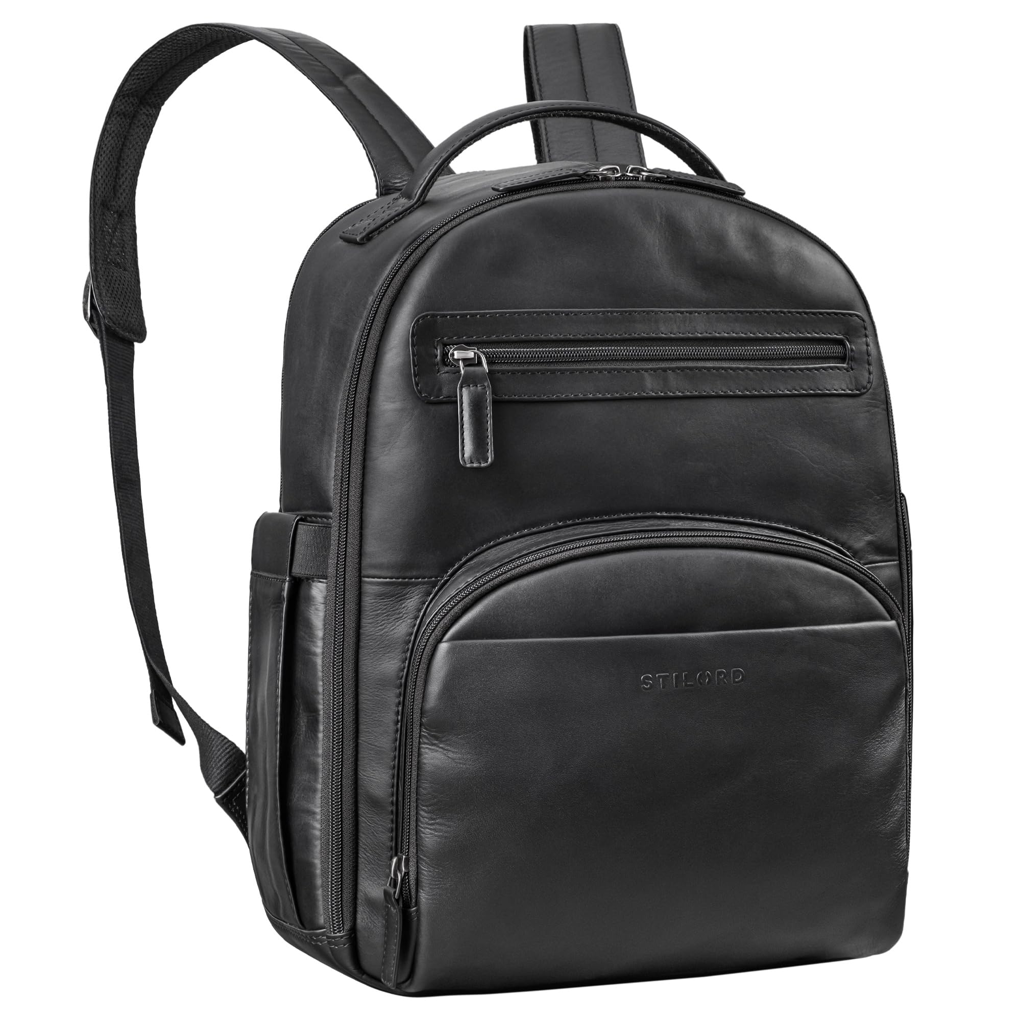 STILORD “Paco” Mochila Hombre Cuero Grande Business | Mochila Trabajo Hombre con Compartimento Portátil 15,6 Pulgadas | Bolso de Viaje Oficina Universidad Color:Negro