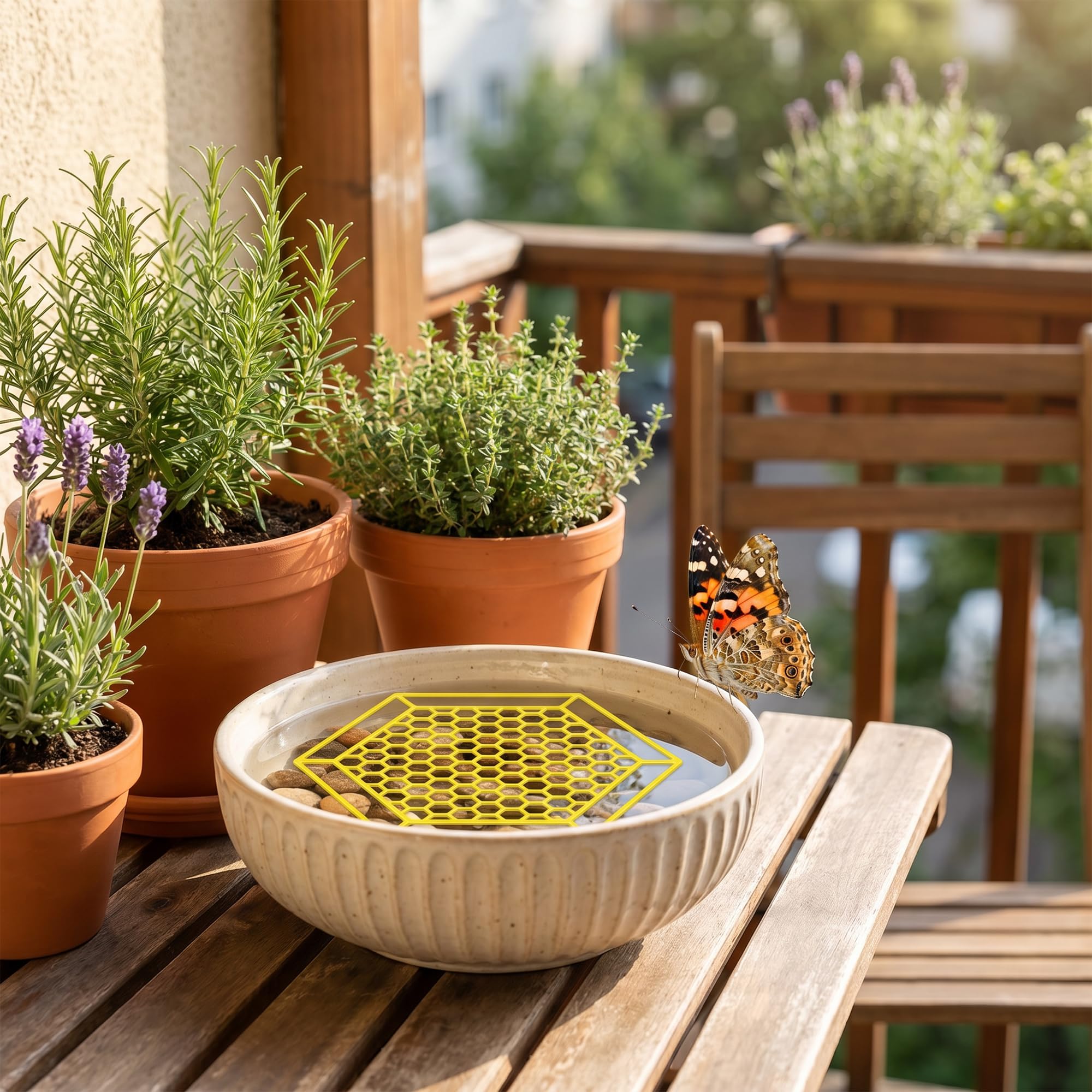 KIMHOME Lot de 2 abreuvoirs flottants en forme d'hexagone pour jardin et station d'arrosage des abeilles (jaune)
