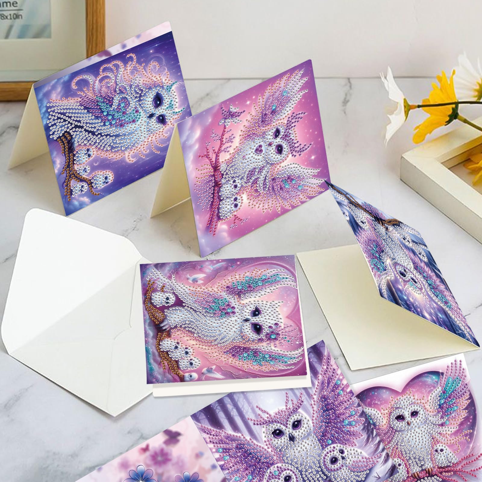 Amiiba 6 stuks Diamond Art Painting wenskaarten om kits te