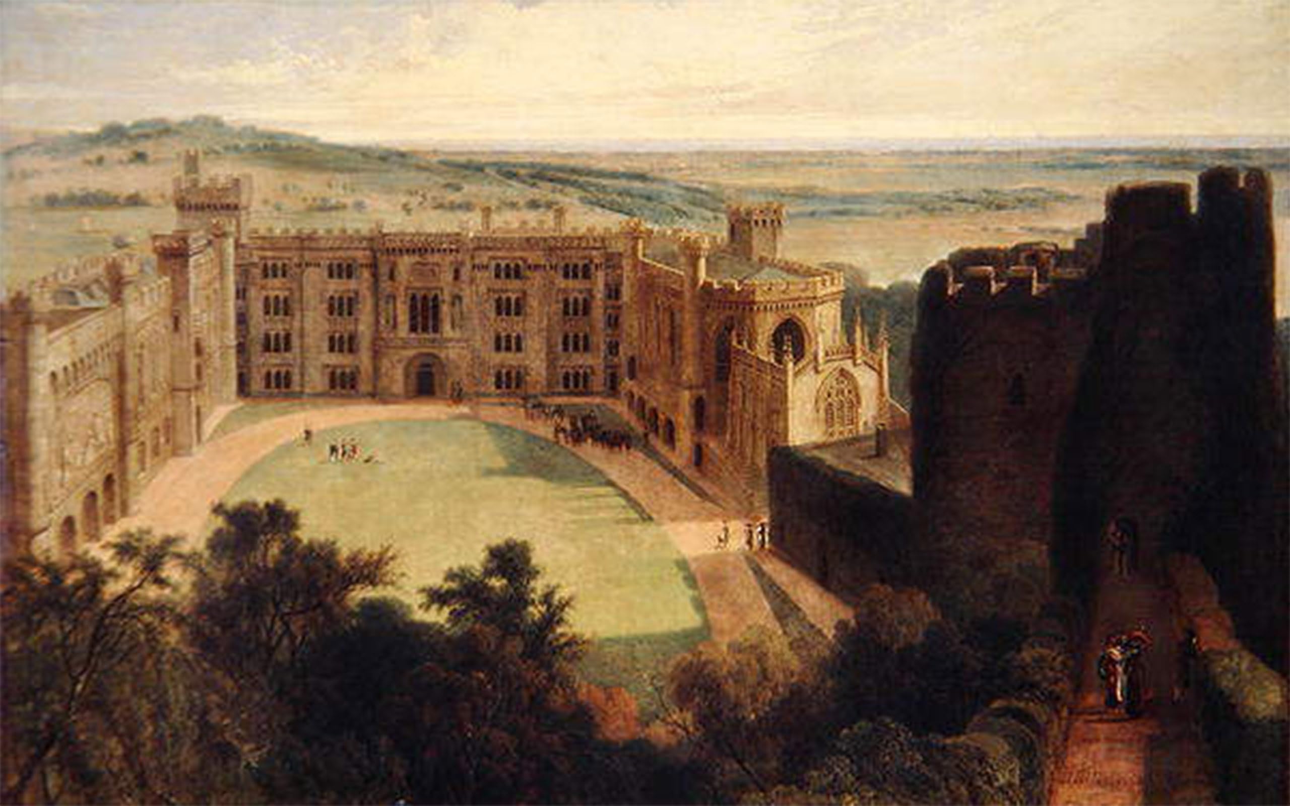 ARTXLXXBN Famous Print Painting Colorful Art Print Arundel Castle From the Keep by William Daniell Canvas Art Decorations for Home Decor 60x90cm