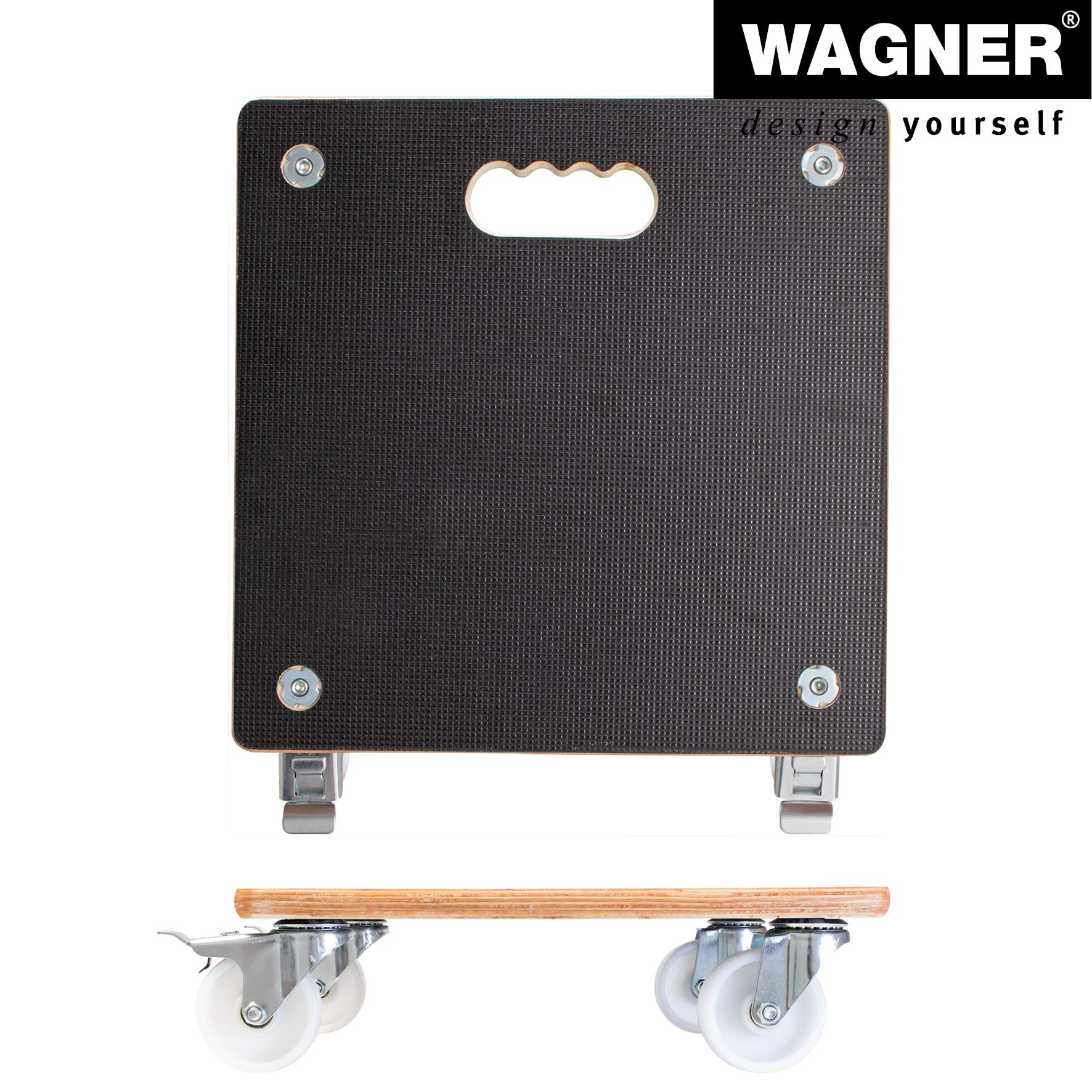 Wagner Carrello per Piante Maxigrip 38 x 38 x 11 cm I Portavaso per Interni ed Esterni I Carrello in Legno FSC® con 2 Ruote con Freno I Portata 250 kg I Made in Germany - 20133801