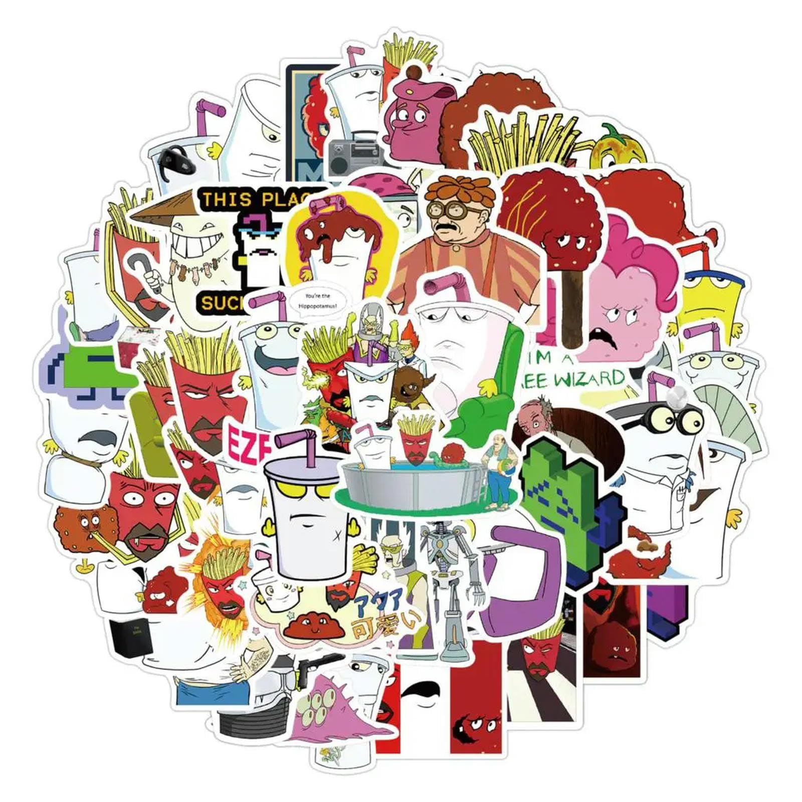 TVIVID 50PCS Anime Cartoon Aqua Teen Hunger Force Sticker Graffiti DIY Motorcycle Skateboard Suitcase Waterproof Decal