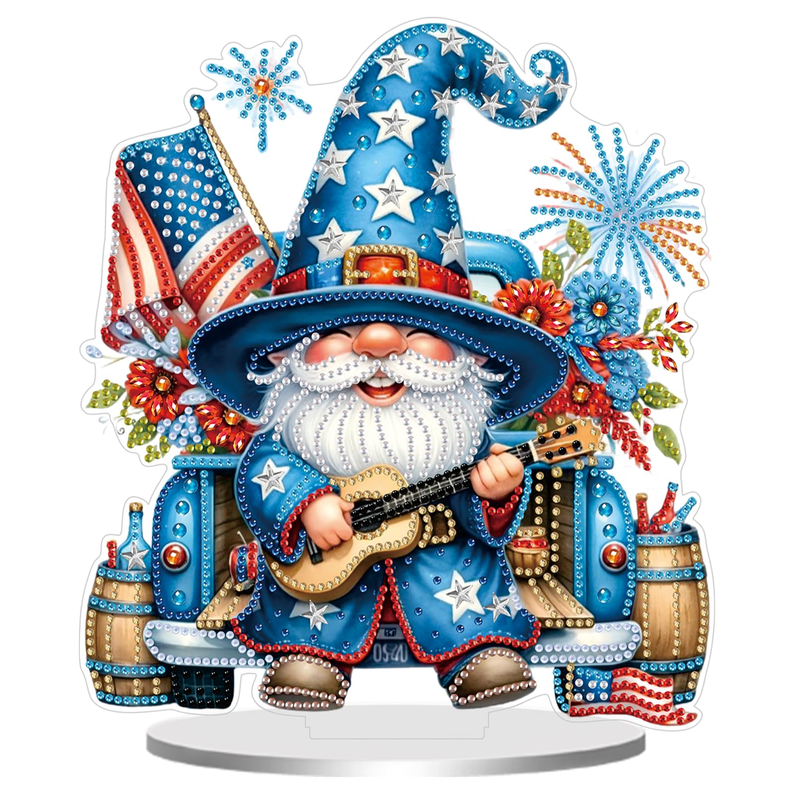Diamond Art Kits for Adults - Independence Day American Flag Goblin Stand Up DIY 5D Special Shape Desktop Decoration, Unique Tabletop Ornament & Craft Gift