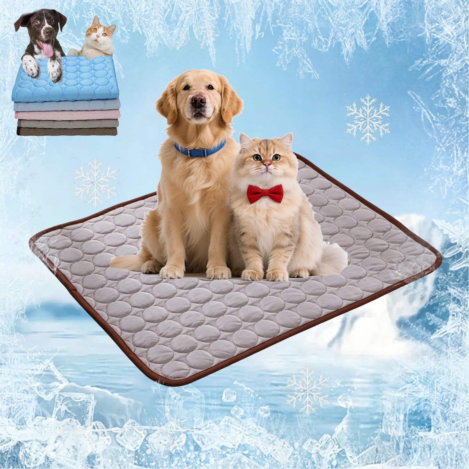 Chillpaws Cooling Mat, Ice Silk Pet Cooling Mat(Coffee,S-50x40cm)