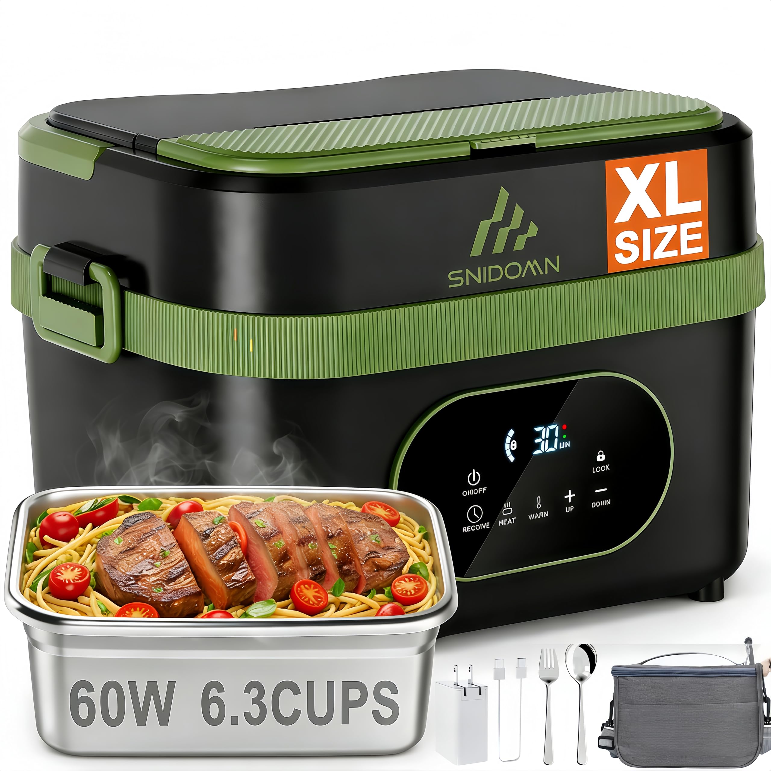 Amazon.com: Snidomn Cordless Electric Lunch Box XL 6.3-Cup, 60W