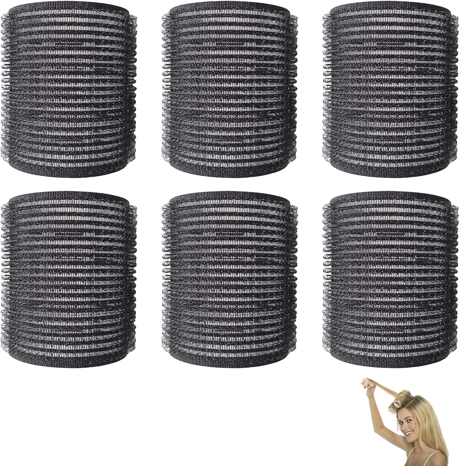 6 PCS Velcro Rollers Hair Rollers Heatless Self Grip Velcro Curlers