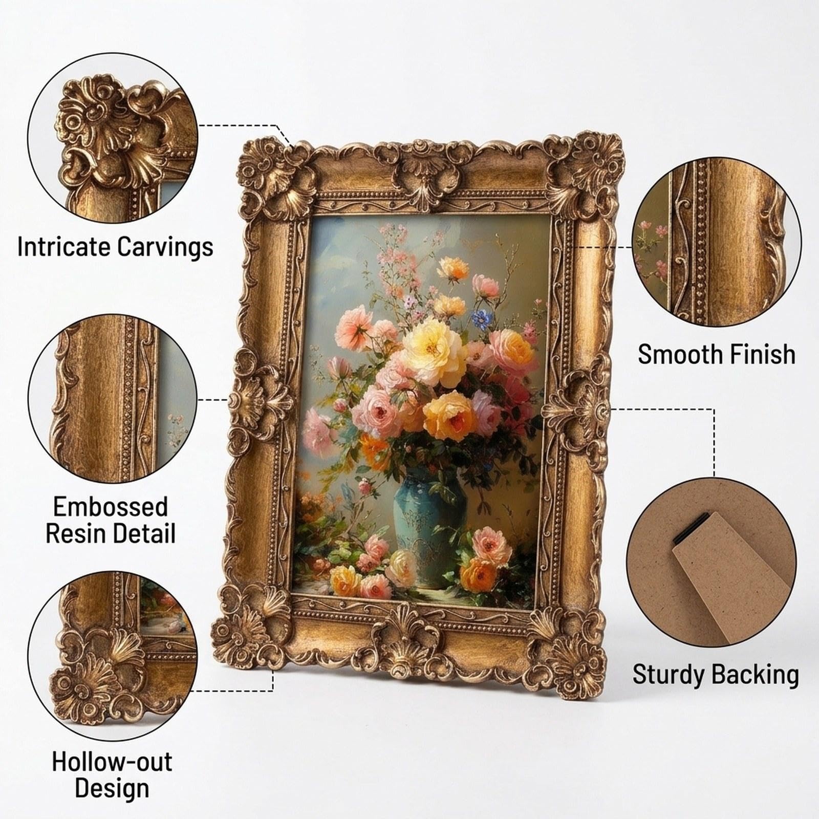 Homyl Cornice Portafoto Ornamentale, Regalo Artistico per La Casa, Decorazione per Soggiorno, Sala Da Pranzo, Tavolo Da Pranzo.