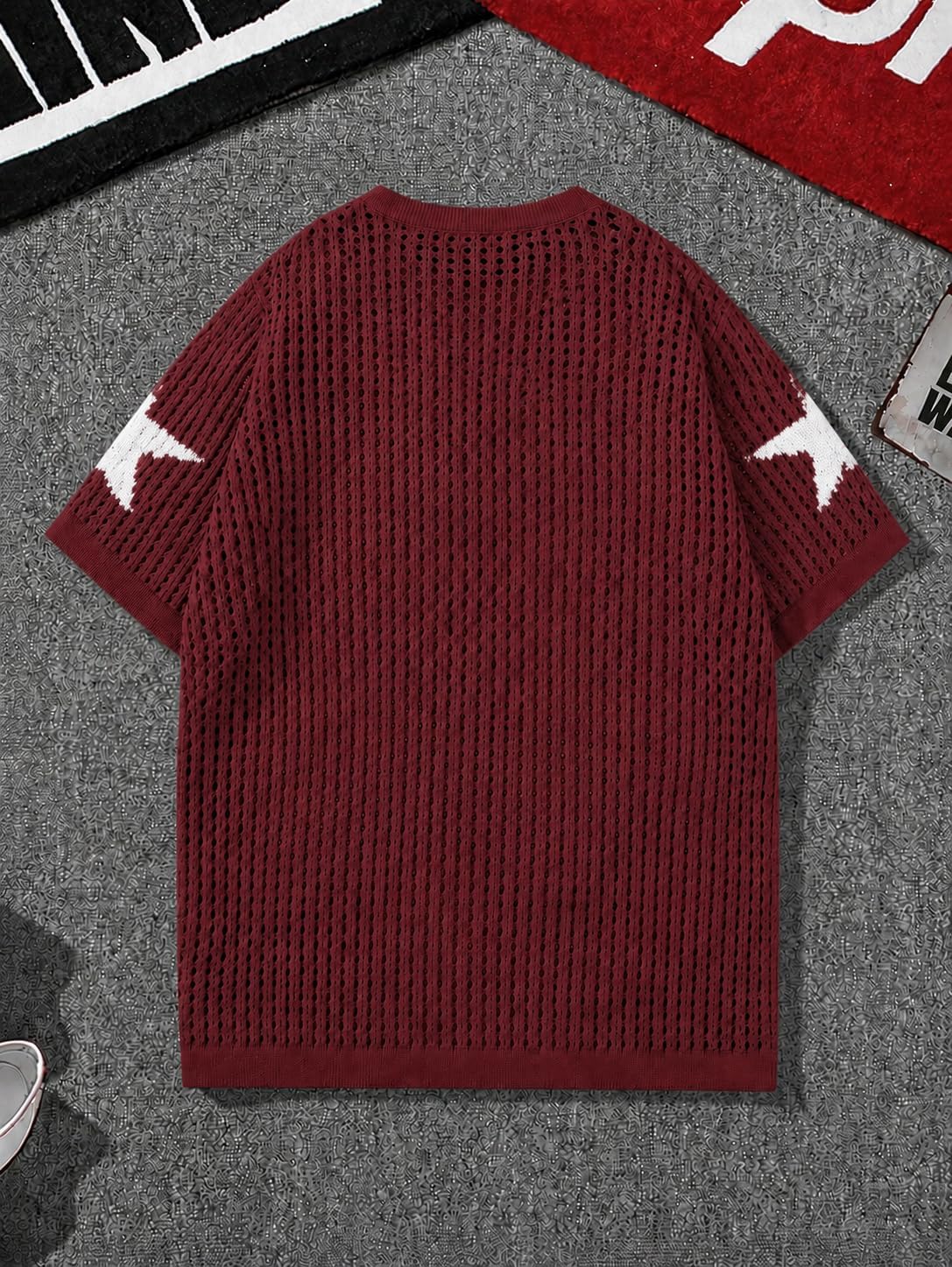 Jersey Shirts for Women Y2k Sweater Number Crochet Hollow Out Jersey Tee Crew Neck Short Sleeve Knit T Shirts