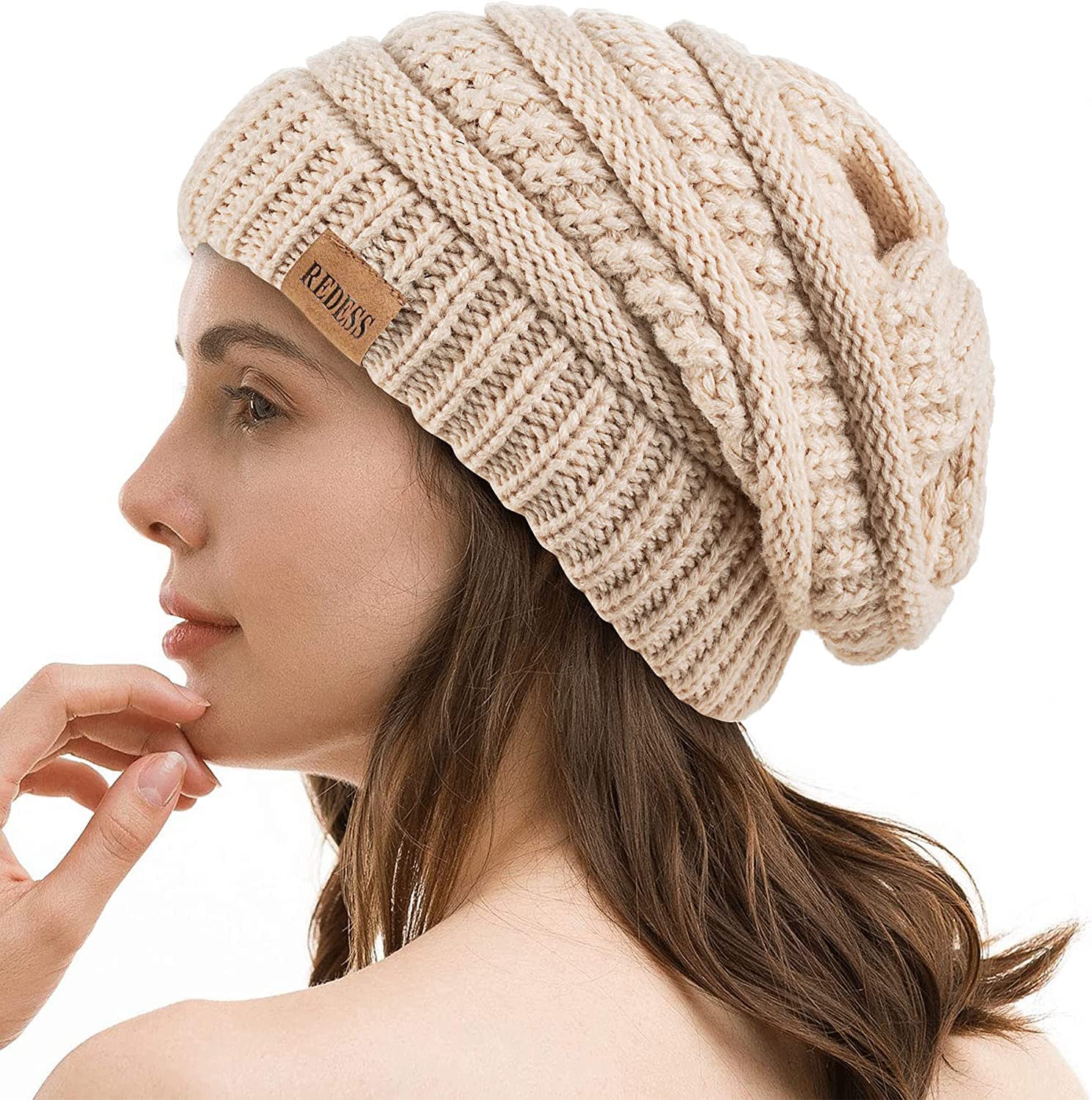 REDESS Slouchy Beanie Hat per Uomo e Donna Winter Warm Chunky Soft Oversize Cable Knit cap