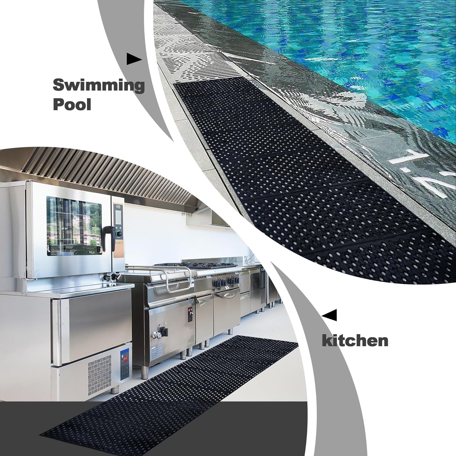 MYOYAY 83"x 36" Commercial Anti-Fatigue Drainage Rubber Mat Roll Non-Slip Rubber Drainage Mat Heavy Duty Commercial Restaurant Bar Rubber Floor Mat with Holes Non-Slip Wet Area Use Door Mat Black