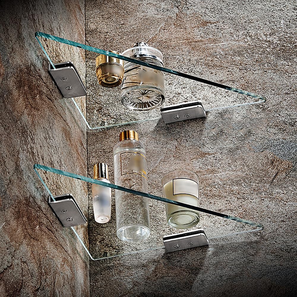 Estantes de Vidrio para Baño Montaje en Pared Acero Inoxidable Estantes de Baño de Esquina de Organizador Baño Estante De para Baño Cocina