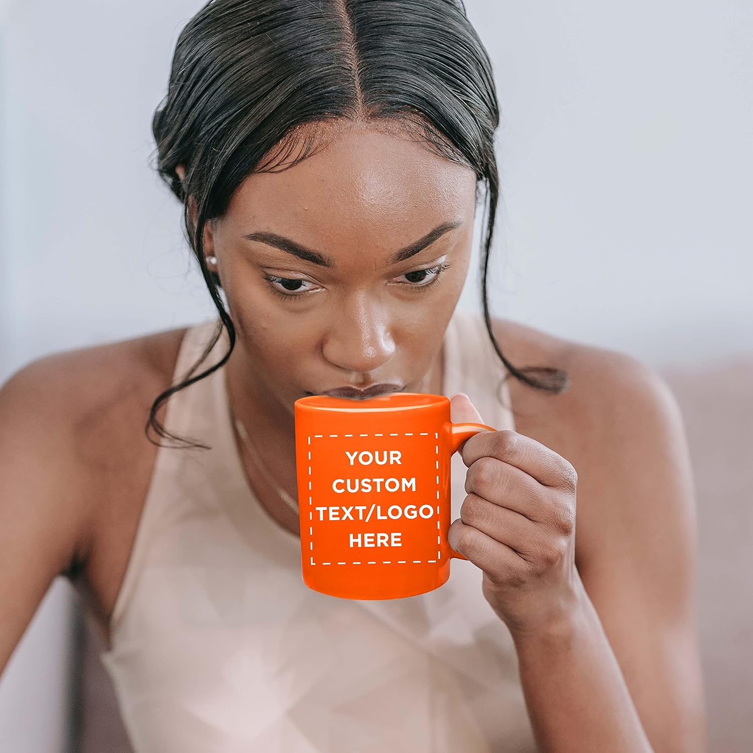 Custom Ceramic Coffee Mugs 11 oz. Set of 50, Personalized Bulk Pack - Coffee cup set, Iced coffee cup, Gaming mug - Orange - Image 7