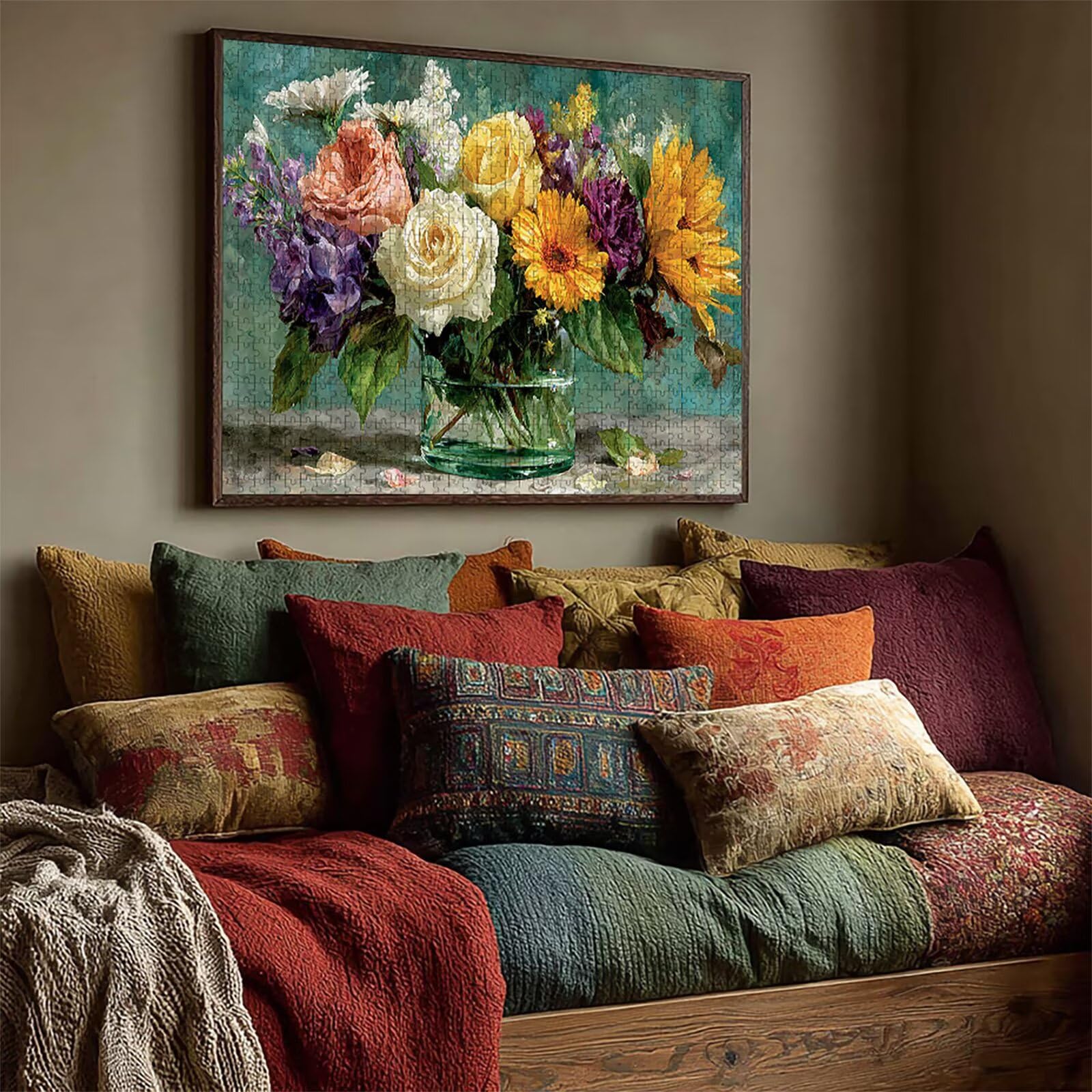Drewniany wazon Puzzle 5000 sztuk dla dorosłych z kompaktowym pudełkiem 156 x 105 cm, wyzwanie puzzle, DIY kreatywne gry logiczne dla mężczyzn kobiet, dekoracja lato prezent, 8-2756