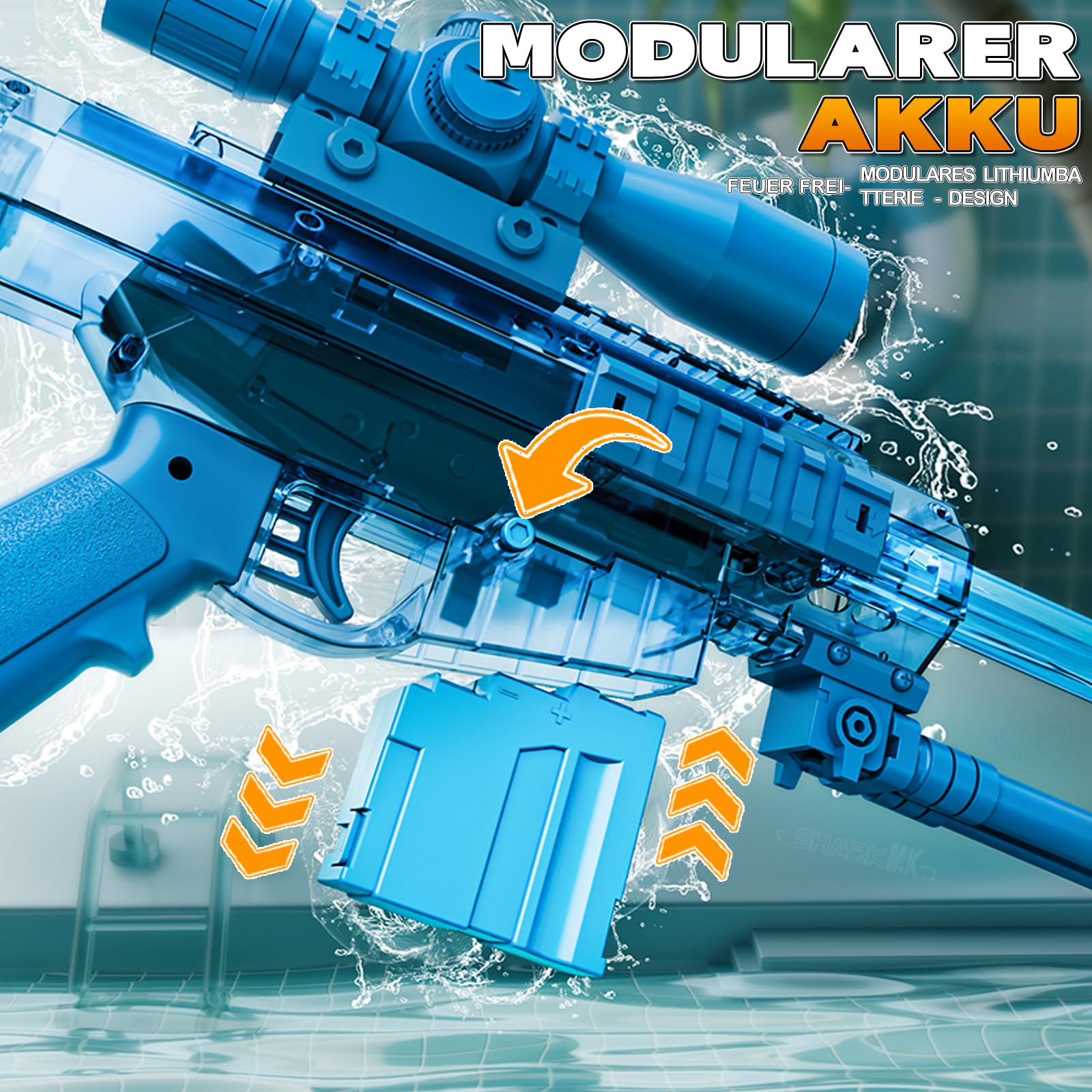 Maxee Pistola ad acqua elettrica, pistola a spruzzo automatica con un pulsante, per bambini, adulti, piscina, feste, spiaggia all'aperto, blu