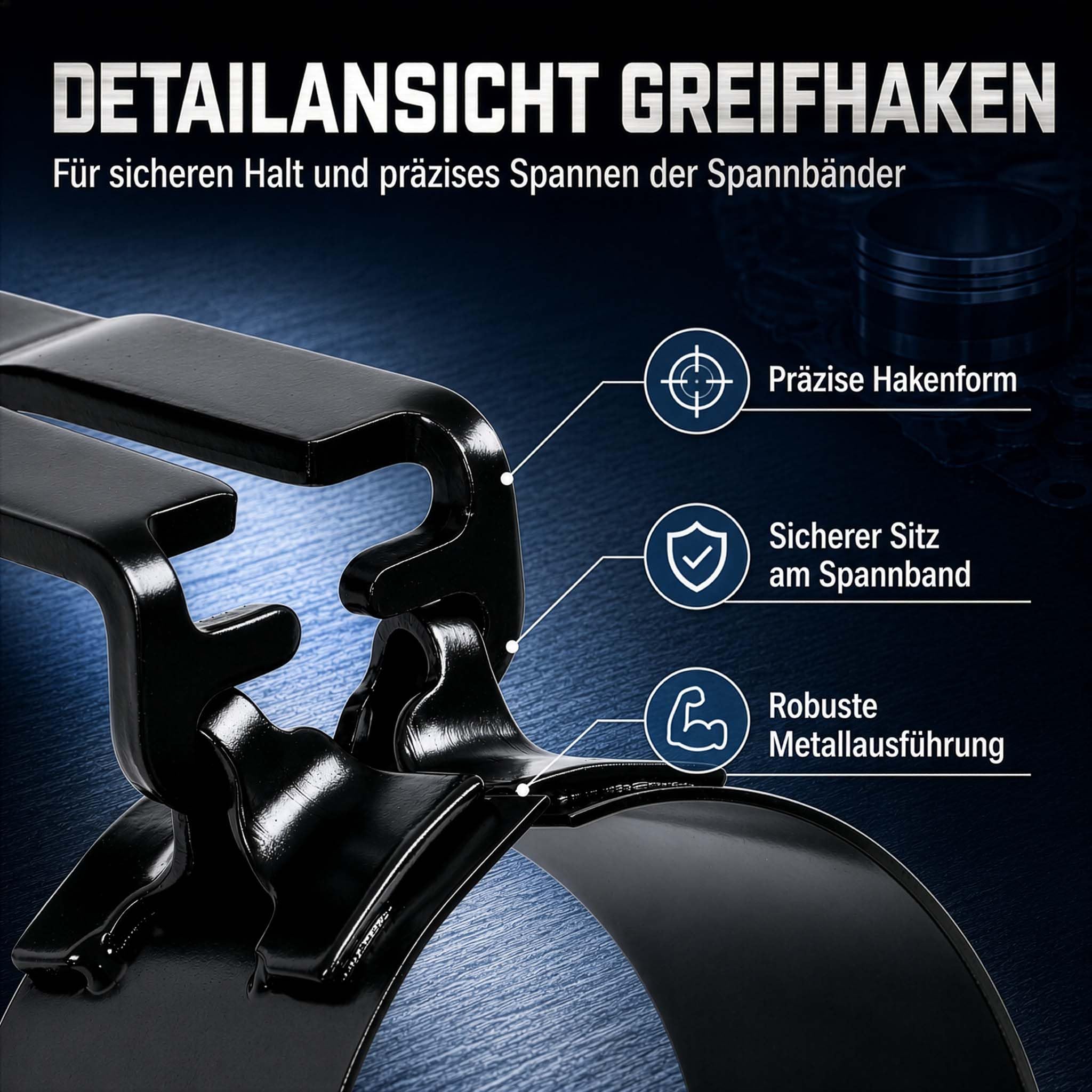 WilTec Jeu de 6 Colliers de Serrage de Segments de Piston - Tailles de 73-111 mm - avec Pince de Serrage - dans Un Coffret Robuste - Bandes Pistons Voiture
