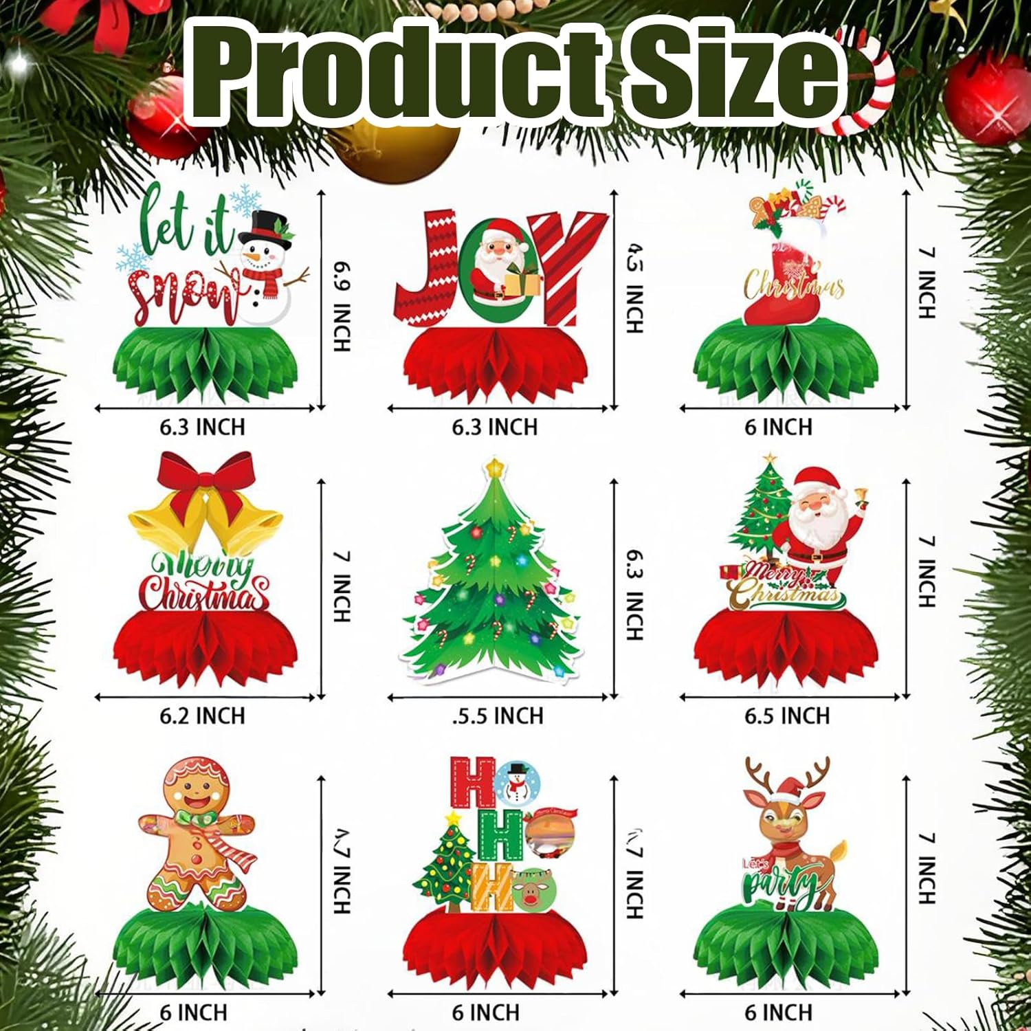 OIYUAMN Christmas Party Decorations Honeycomb Centerpieces, 9 PCS 3D Double-Side Xmas Snowman Table Decor, Santa Winter Honeycomb Ornaments for Merry Christmas Claus Themed Party Supplies - Image 2