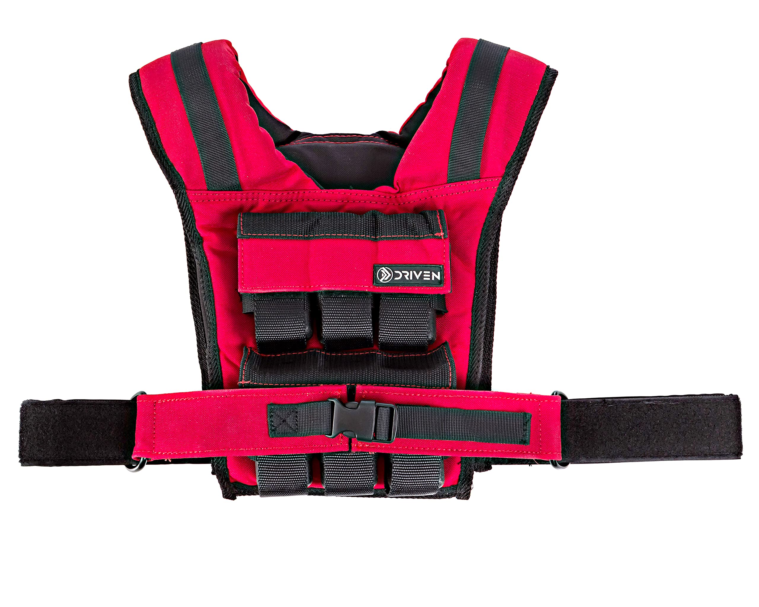 Driven 28lb Red Weight Vest Gym Adjustable Removable Weights Calisthenics Fitness Body Training 1000D Nylon