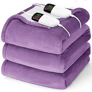 King Size Heated Electric Blanket - 90" x 108" with Dual Control, 10 Heating Levels & 8 Hours Auto Off, Soft Warm Flannel Gifts with Over-Heat Protection, ETL & FCC Certified