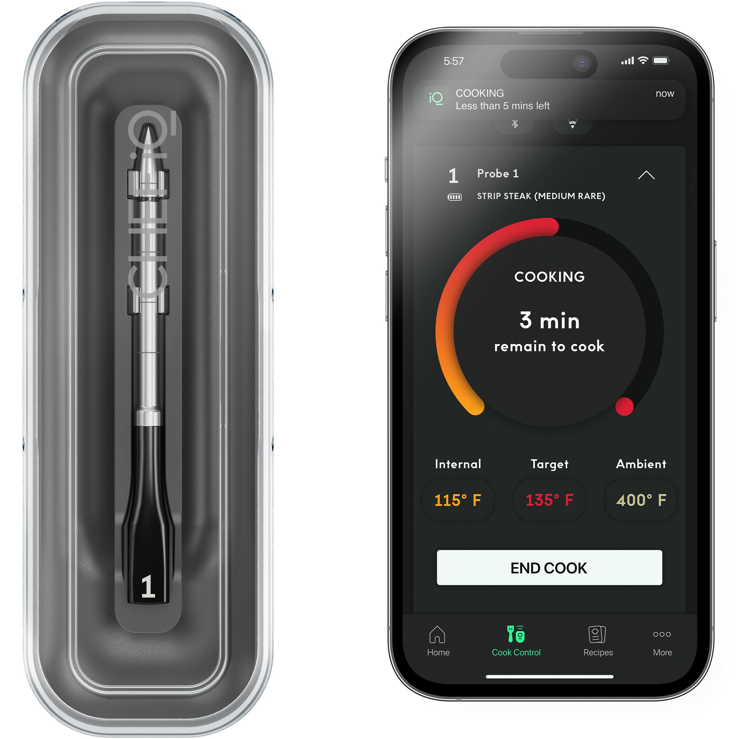 Sense Smart Wireless Meat Thermometer with Ultra-Thin Probe, Unlimited Range Bluetooth Meat Thermometer, Remote Monitoring of BBQ Grill, Oven, Smoker, Air Fryer