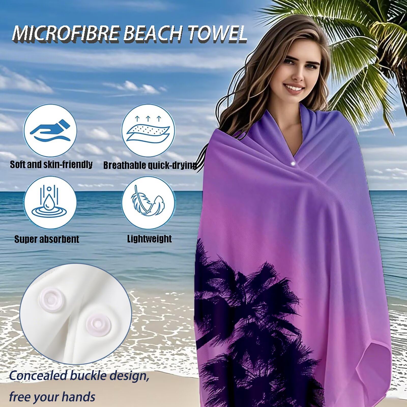 Serviette de Plage XXL 80x160 cm,Arbre Serviette Plage Microfibre avec Séchage Rapide, Anti-Sable, Absorbante Fonction Design pour Vacances Piscine Pique-Nique Voyages Yoga, Cadeau Femme Q-773