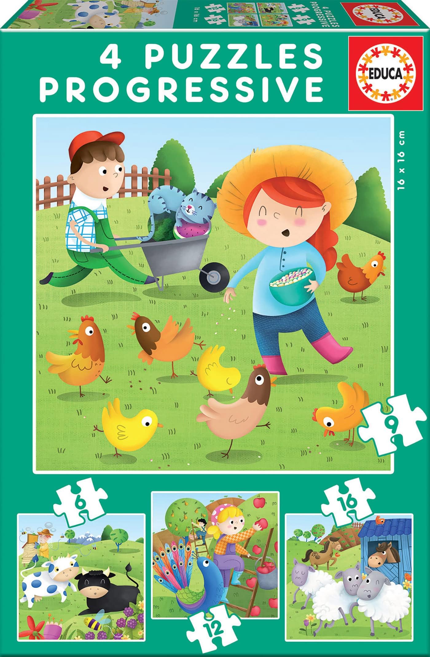 Farm Animals. 4 Progressive Children's Puzzles. +3 Years (17145)