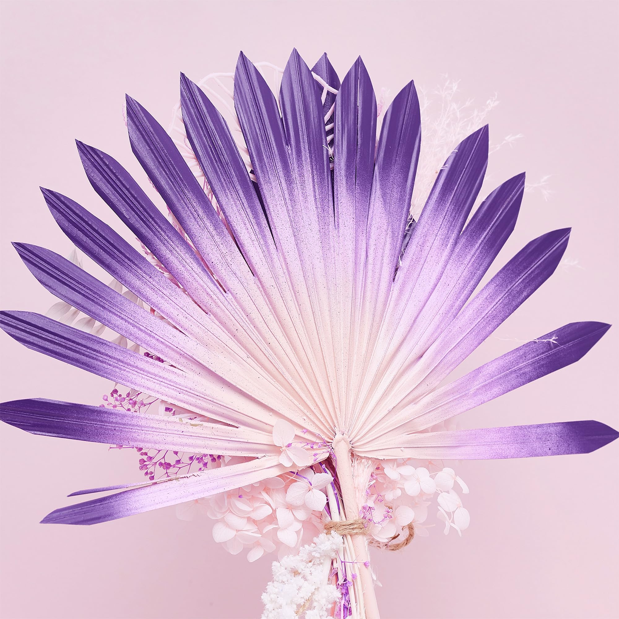 The Baked Studio, Dried Flowers For Cakes Decoration And Crafts With A Purple, Lilac & Pink Ombre Sun Palm Leaf Leaves - Image 3