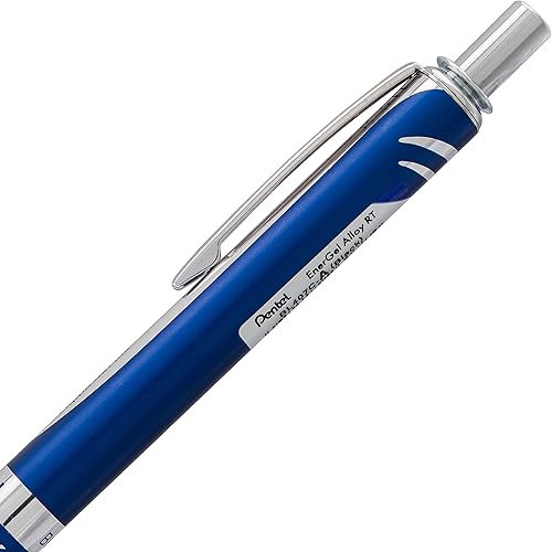 Miniatura 3 de Pentel EnerGel - Bolígrafo de gel líquido de alta calidad, punta media, 0.028 in, barril azul marinoplateado, tinta negra