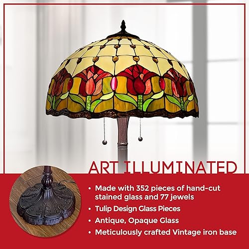 Miniatura 4 de Amora Tiffany Style - Lámpara de pie de 63 pulgadas con hojas multicolor