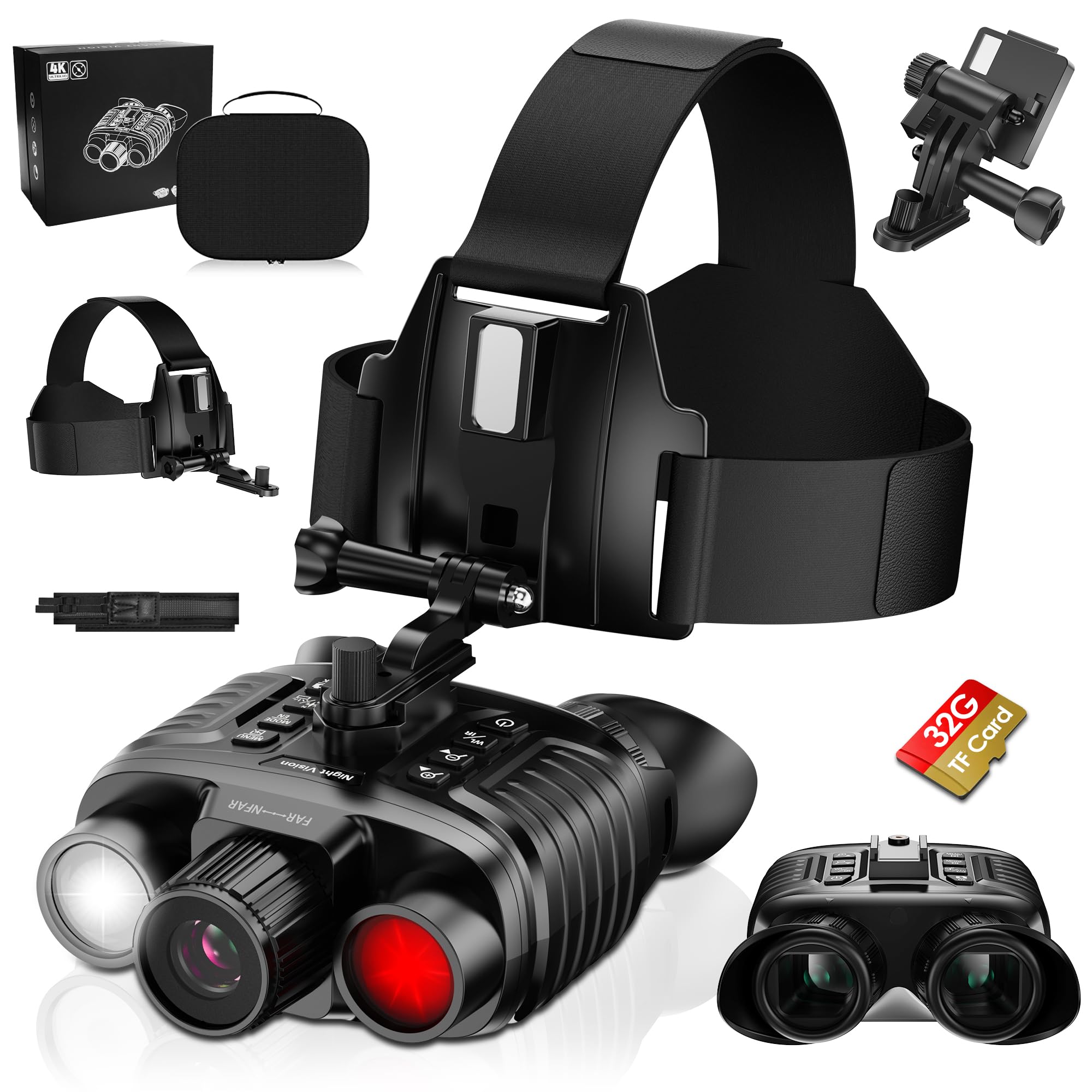 Nachtsichtgerät 4K 36MP 8X Digitaler Zoom Infrarot Fernglas 3" HD-Display 4500mAh IP54 Wasserdicht mit 32GB TF Karte