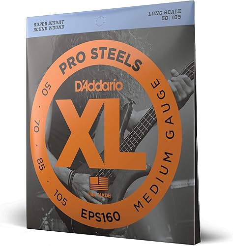 DAddario XL ProSteels - Cuerdas para guitarra baja - EPS160 - Escala larga - Mediana 50-105