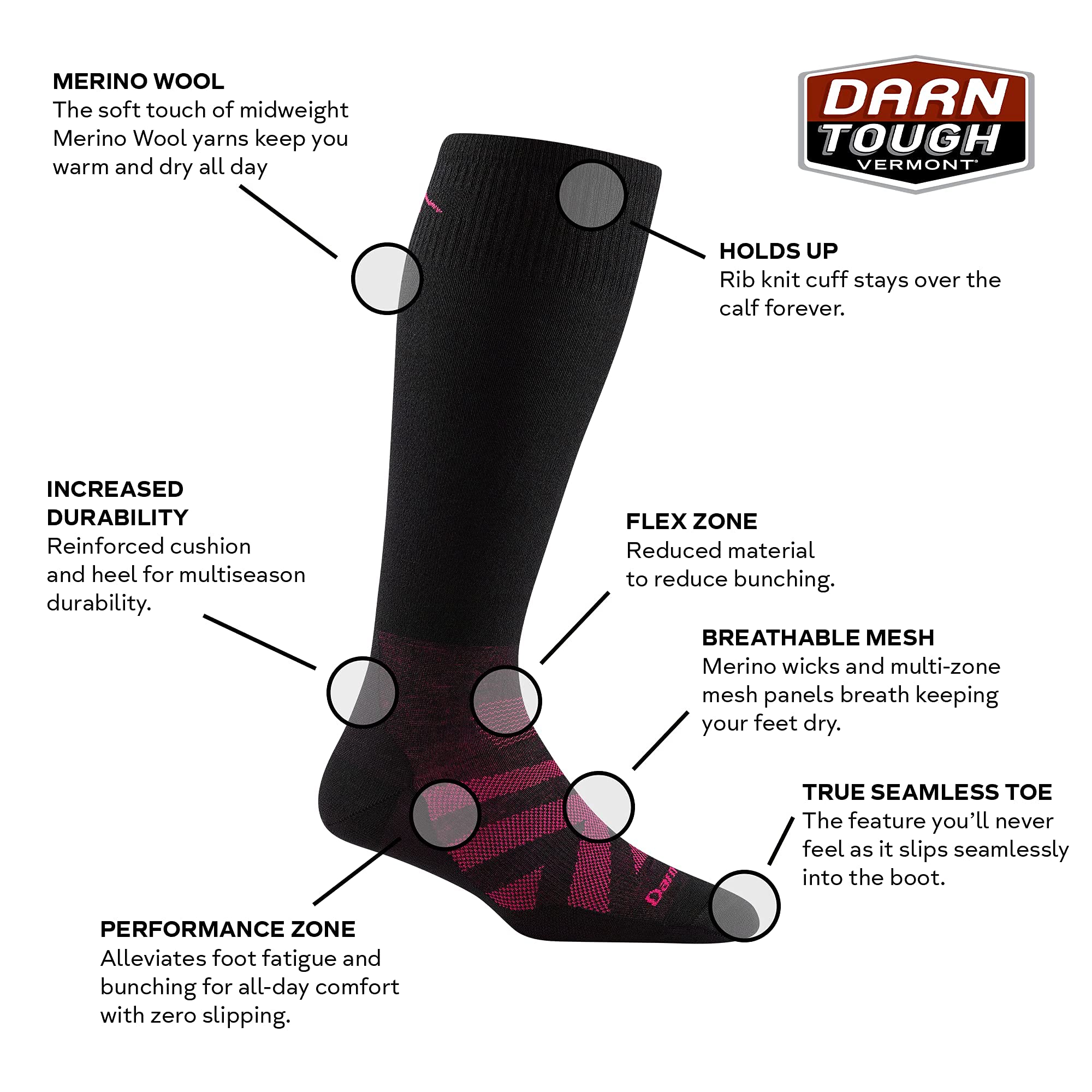 Darn Tough RFL Thermolite OTC Ultra-Lightweight Sock - Women's Black Small