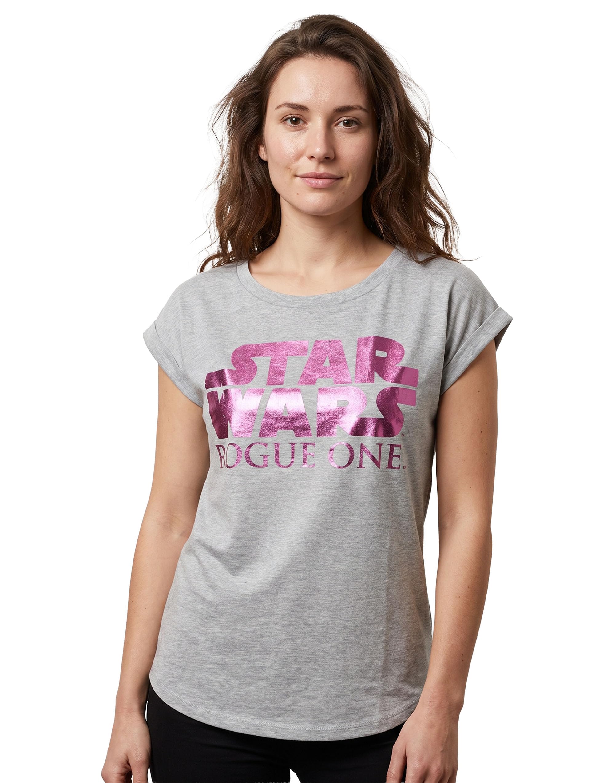 Star Wars Women's Grey Rogue One Dipped Hem T-Shirt